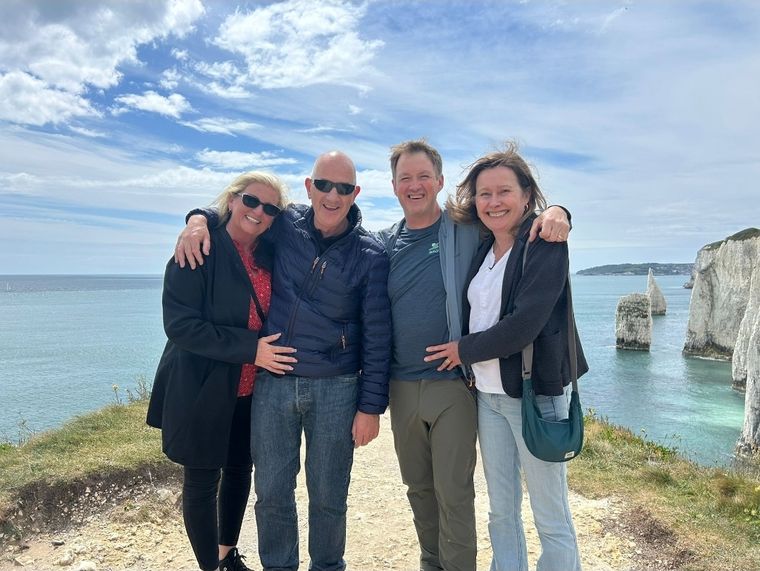 Karen and Pete, on the left, on holiday with friends